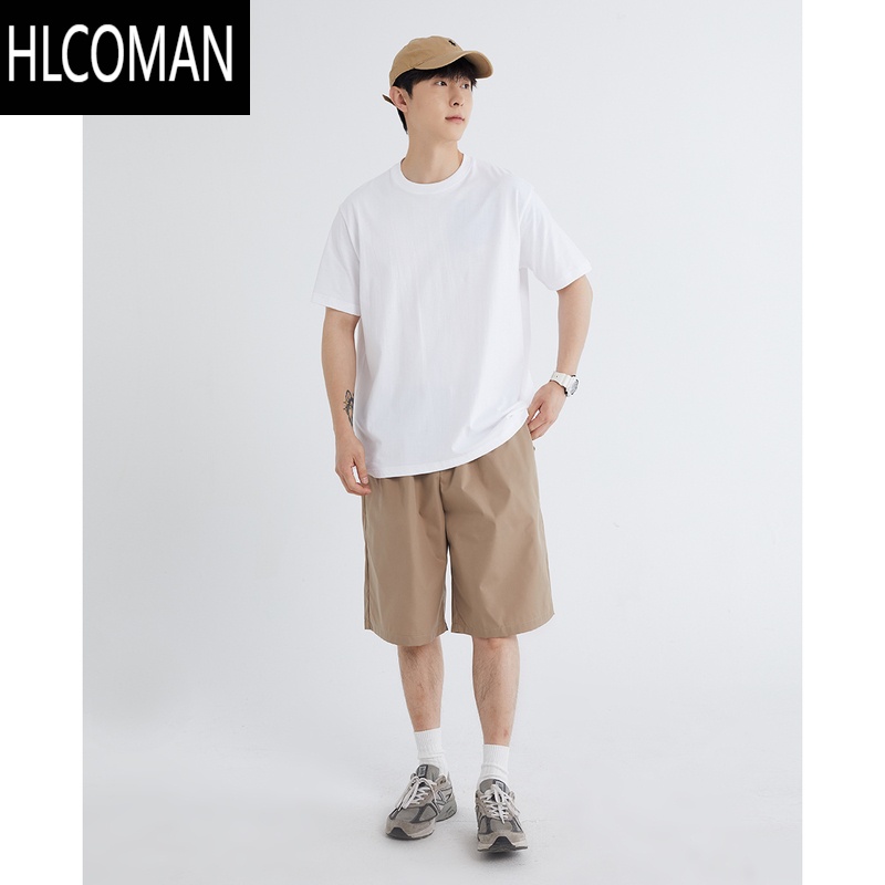 HLCOMAN[装] 短袖白色t恤男女同款纯色半袖体恤打底衫潮