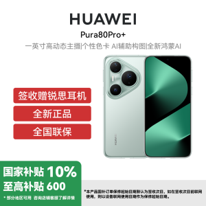 [签收赠耳机]HUAWEI Pura 80 Pro+ 16GB+512GB 釉青 一英寸高动态主摄 个性色卡AI辅助构图 鸿蒙系统华为手机