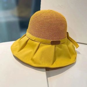 韩版拼接渔夫帽大帽檐女春夏透气户外遮阳蝴蝶结