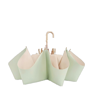 至桓牌 ins鎏金彩胶弯钩伞女太阳伞防晒防紫外线遮阳伞折叠晴雨两用雨伞 把