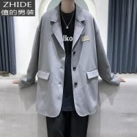 SUNTEK炸街外套高级范男春秋黑色西服夹克痞帅高级感轻熟风男装西装褂子夹克