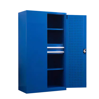乙壬重型工具柜加厚物件工具储物柜工厂铁皮柜汽修厂零件收纳柜蓝色四层二抽带挂板