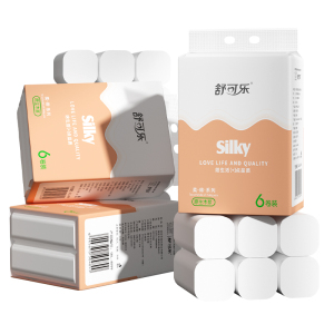 舒可乐 卫生纸家用原生木浆无芯卷纸 五层加厚6卷每提 整提便携小卷实惠装擦手纸厕纸巾 母婴可用 2提装