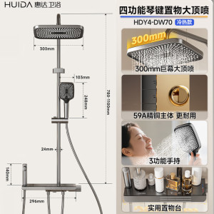 惠达(HUIDA)-DW70卫浴淋浴花洒套装增压洗澡花洒家用大顶喷大置物惠达花洒