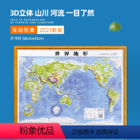 [正版]世界凹凸立体3d地形地图三维地形地貌模型模板学生版 办公室 儿童书房 卧室装饰画挂图2021年新版