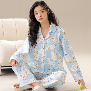 孕妇月子服睡衣女士秋冬季长袖开衫翻领产妇产后哺乳期家居服套装