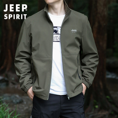 JEEP吉普秋季双面穿外套男商务休闲宽松立领夹克男士上衣