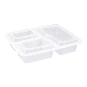 安居先森一次性餐盒三格 一箱150套透明(6888)