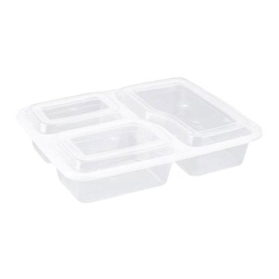 安居先森一次性餐盒三格 一箱150套透明(6888)