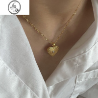 JiMi734号法式复古镀金吊坠不掉色爱心锆石女2023新款百搭项链可洗澡