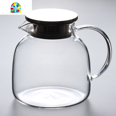 大容量玻璃壶耐热冷水壶玻璃可高温家用凉水壶水杯套装水壶茶壶 FENGHOU 圆锥壶1800ml[不锈钢平盖]