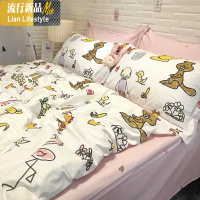 棉小清新可爱卡通儿童单人床三件套棉床单床笠床上用品四件套 三维工匠