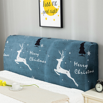 床头套罩全包北欧风格萬能通用防尘软包木床头靠背保护可拆洗 圣诞欢歌蓝() 1.5米(适合1.4-1.7米床头使用)