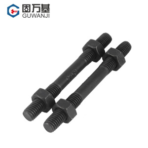 8.8级双头螺丝螺母套装组合 铁黑组合套装螺丝(双头螺丝1个+六角螺母2个)M12x70 5套装