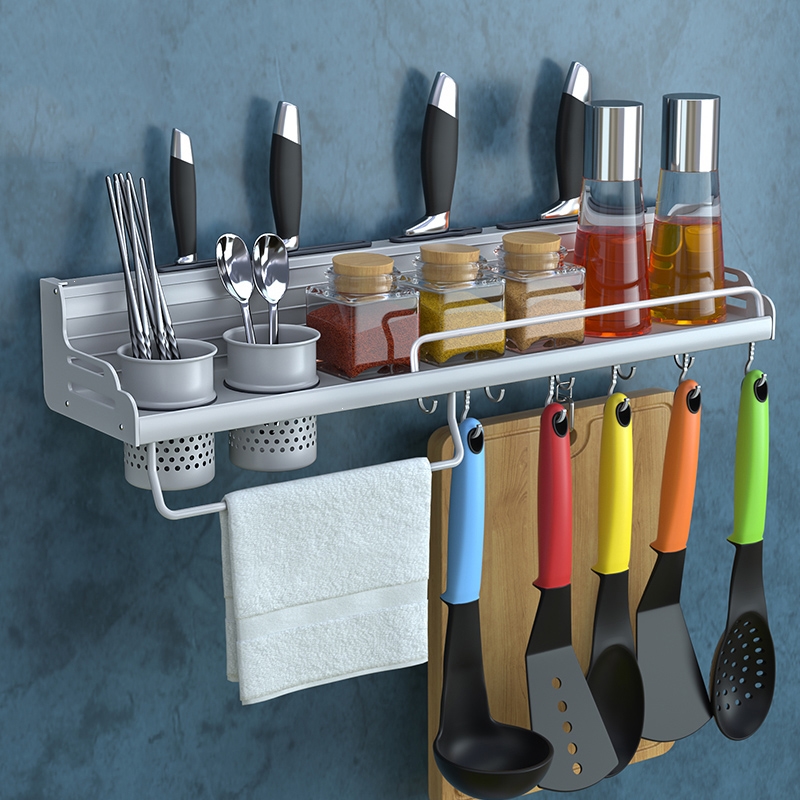 免打孔太空铝刀架收纳厨房置物架纳丽雅厨房挂架壁挂调味料收纳架厨卫