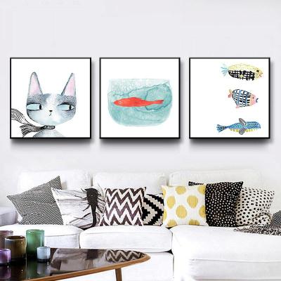 北欧客厅装饰画简约沙发背景餐厅挂画卧室画玄关壁画现代QX2280*80（适合4米墙面）12mm薄板整套价格含3幅-