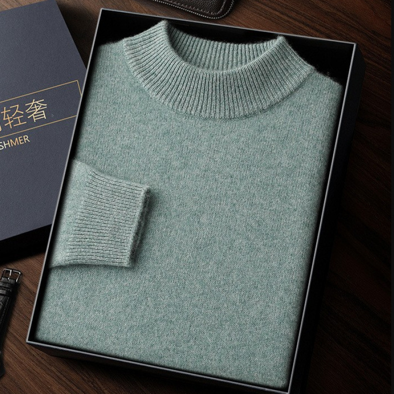 山羊绒打底羊绒衫男秋冬小毛衣双股加厚针织衫圆领羊毛衫男纯色