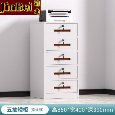锦北铁皮文件柜矮柜办公柜家用储物柜档案柜资料柜桌下抽屉柜白色五斗