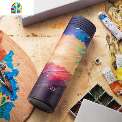 保温杯男女学生韩版清新可爱简约文艺316不锈钢便携水杯子 FENGHOU 橙粉渐变