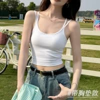 白色吊带背心女内搭带胸垫2025新款夏季美背文胸一体外穿打底上衣