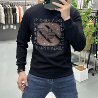 时尚潮牌欧货秋冬新款男士圆领字母卫衣长袖体恤上衣重工烫钻时尚