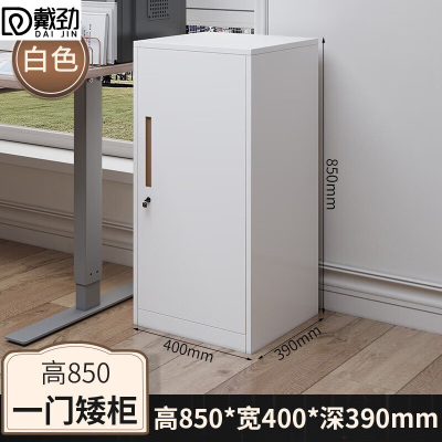 戴劲铁皮文件柜矮柜资料办公柜带锁抽屉柜收纳柜85高单门柜(白色)