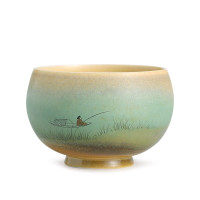 金镶玉 手绘茶杯 陶瓷窑变单杯小号水杯子主人杯功夫茶具礼盒装100ML 随缘手绘杯