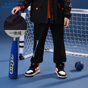 [1件3折]铅笔俱乐部童装2025年冬装新款男童长裤儿童加绒加厚裤子中大童运动裤