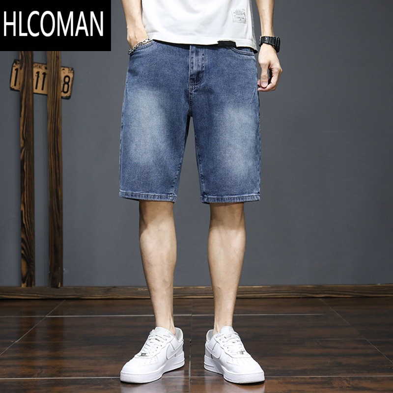 HLCOMAN牛仔短裤男士夏季薄款潮流宽松直筒五分裤外穿潮牌帅气马裤中裤子