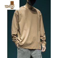YANXU日系秋季新款长袖T恤男宽松大码内搭男装上衣秋装纯色打底衫