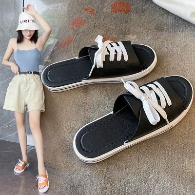 新款系带凉拖鞋女学生防滑女士夏季海边韩版厚底时尚潮流拖鞋QW-0460