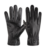 匹牧 PM-PST-018 真皮手套加绒保暖防风防滑 基本款黑色带扣 均码 单位:双