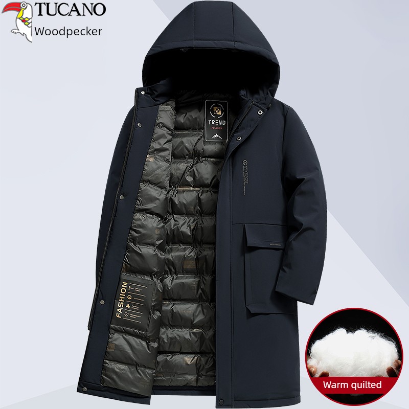 啄木鸟长款棉衣中年冬装外套男爸爸加厚棉袄子中老年2025新款衣服