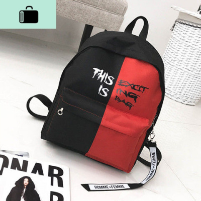 书包男学生韩版潮流男生初中生双肩包男孩中学帆布包女个性背包男NEWLAKE字母拼接红色