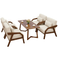 悦兴诚卡座沙发组合(1+1+1+1+长方桌)套