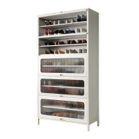 铭威盾家用门口鞋柜新款2024室内入户储物柜一体翻门钢制5门10层60宽-白