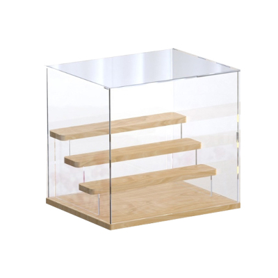 翌嘉YJ4122636 透明收纳防尘罩盲盒乐高积木手办亚克力展示盒 木底四层 320*260*290