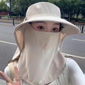 防晒帽女夏哑光养蜂檐遮阳帽显脸小2026新款透气渔夫帽可折叠
