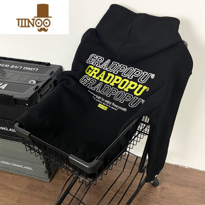 YANXUZOSOLDI 潮牌刺绣卫衣男宽松加绒加厚长袖情侣上衣