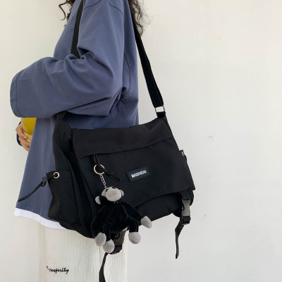 派尼美特ins日系原宿暗黑风机能工装帆布包女韩国纯色学生单肩斜挎包