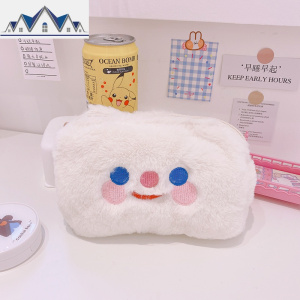 尤物少女*系韩国ins笑脸毛绒绒化妆包大容量拉链收纳包手拿包 三维工匠