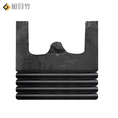 旭目竹 手提背心式黑色一次性加厚垃圾袋 宽36*55cm 个