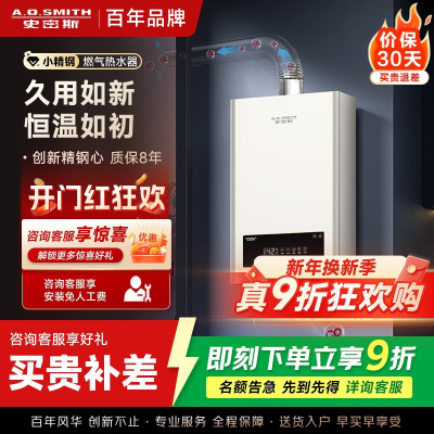AO史密斯新品小体积16升精钢燃气热水器 JSQ31-EC3 负压燃烧更安全 精控恒温 家用持久恒温大水量