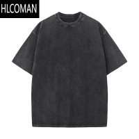 HLCOMAN克雪花蜡染水洗做旧短袖棉t恤男女夏 宽松半袖百搭国潮