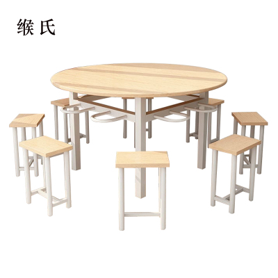 缑氏餐桌学校食堂小吃店快餐桌椅饭堂橡木色圆桌1200*750