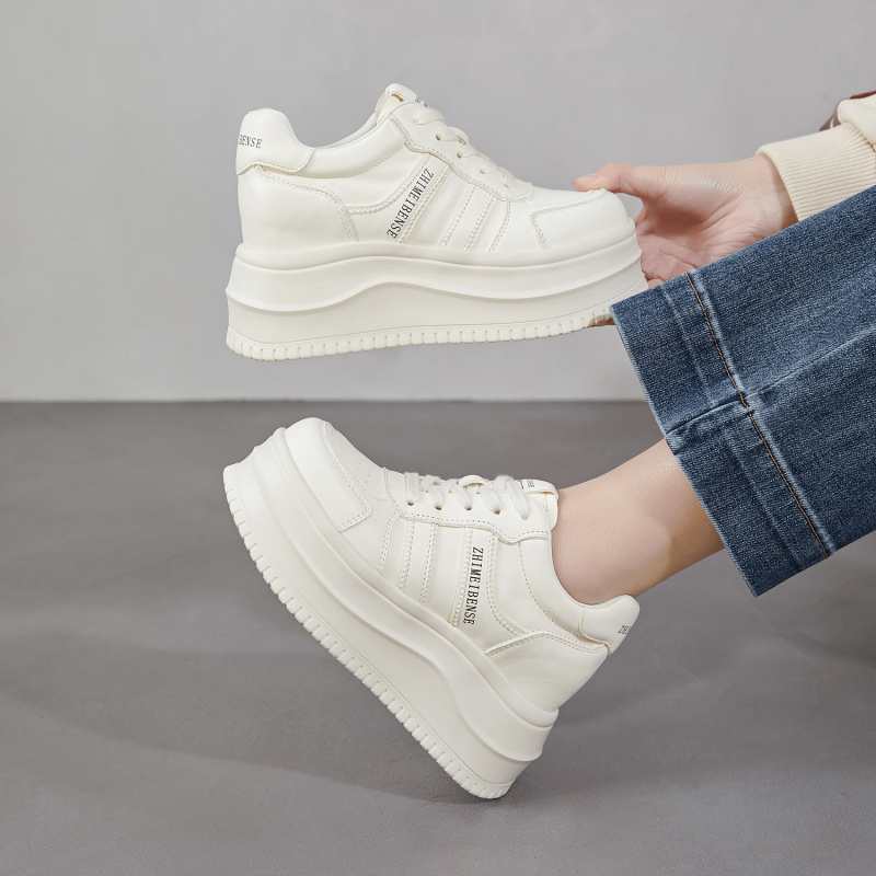 头层牛皮小白鞋女2026春季厚底内增高10CM小个子百搭时尚休闲女鞋