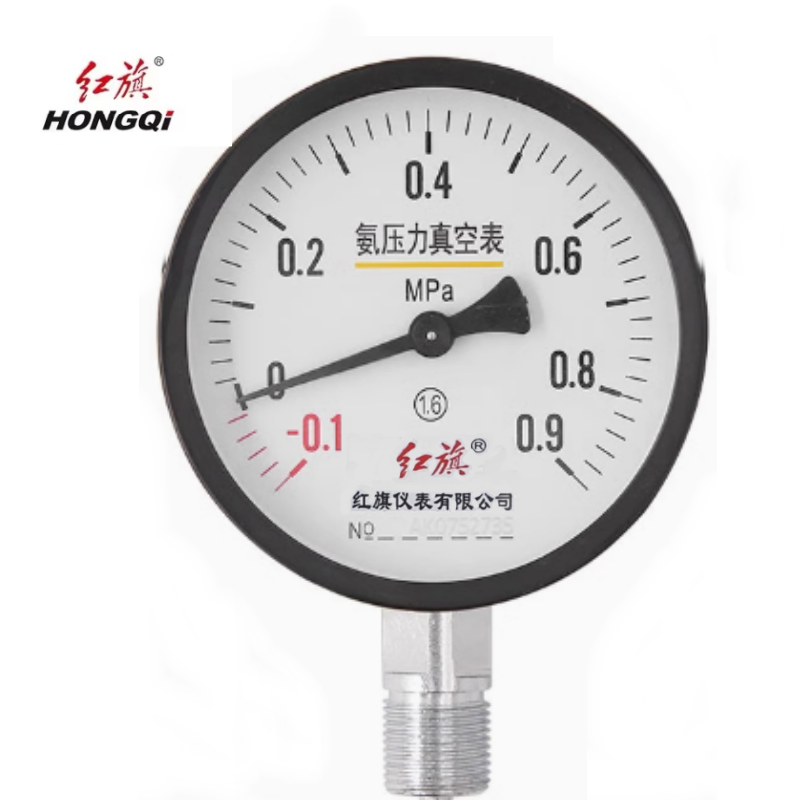 红旗 氨气真空压力表定制检测款YAZ-100 (压力值需备注) 块