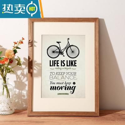 敬平实木画框装裱木质相框挂墙四4k8k八开水彩素描a3a4纸油画框架18寸 复古木纹 12寸可摆可挂[内径30.5*25