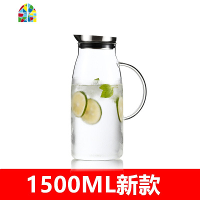 北欧式凉水壶冷热两用耐热可高温玻璃冷水壶热开水杯家用札壶 FENGHOU 1800ML新款+2只300ML直筒杯