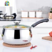 不锈钢奶锅家用汤锅不粘锅煮面煮粥热牛奶锅电池炉燃气炉通用 FENGHOU 14cm单底(加厚)